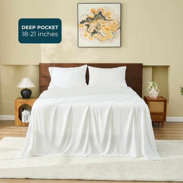 Washed & Brushed Microfiber Bed Sheets Set Deep Pocket