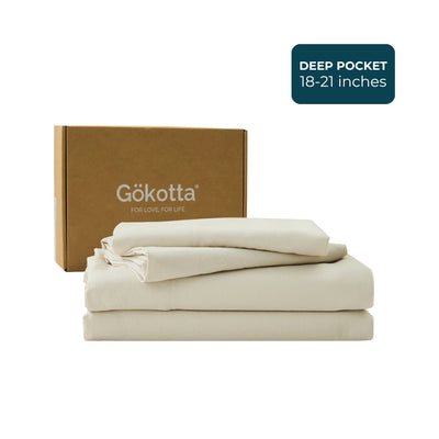 Washed & Brushed Microfiber Bed Sheets Set Deep Pocket
