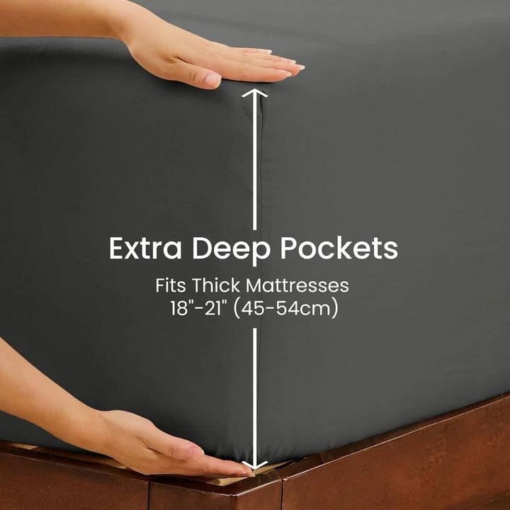 Washed & Brushed Microfiber Bed Sheets Set Deep Pocket