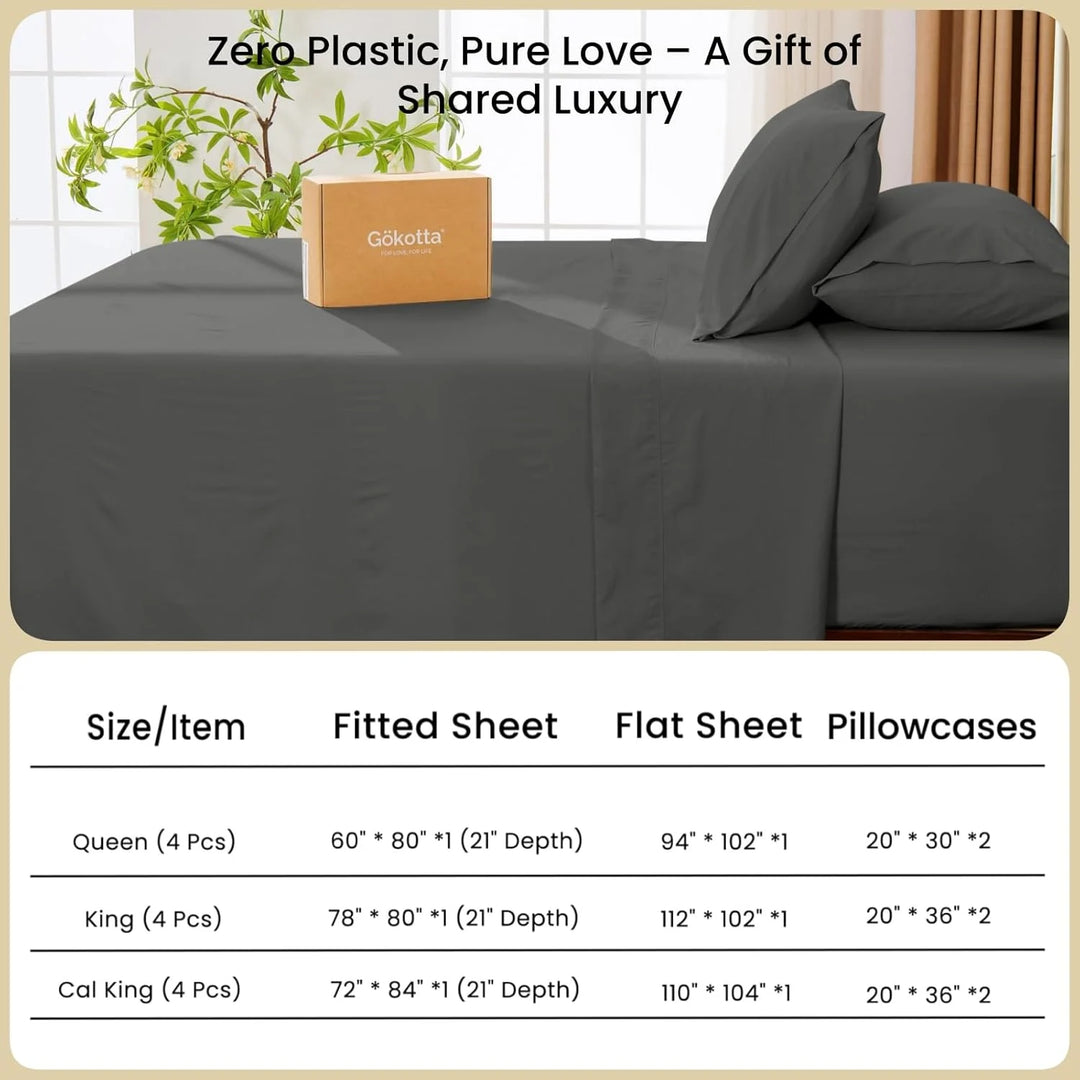 Washed & Brushed Microfiber Bed Sheets Set Deep Pocket
