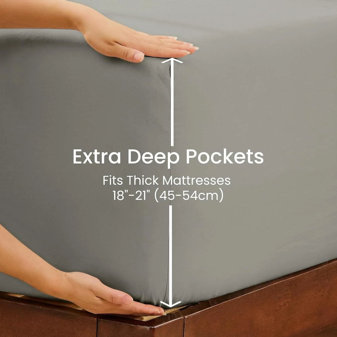 Washed & Brushed Microfiber Bed Sheets Set Deep Pocket