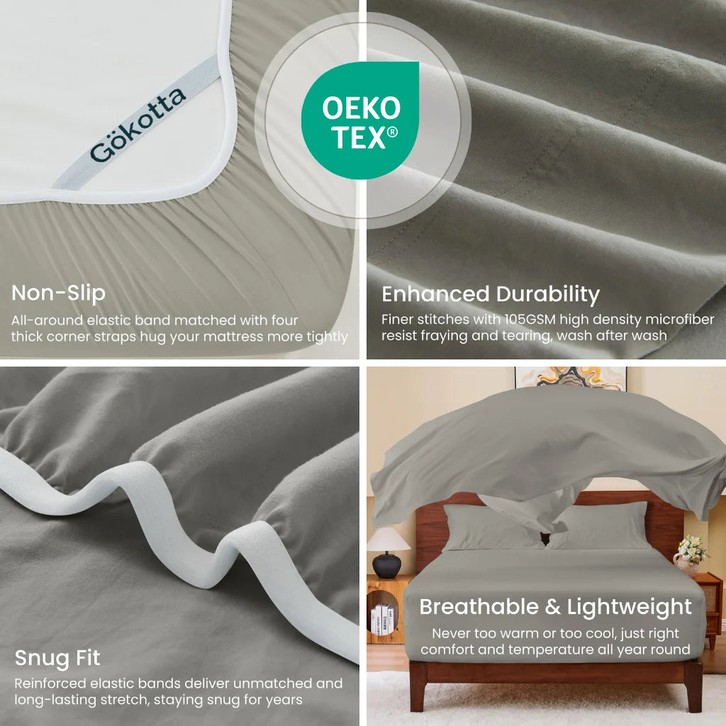 Washed & Brushed Microfiber Bed Sheets Set Deep Pocket