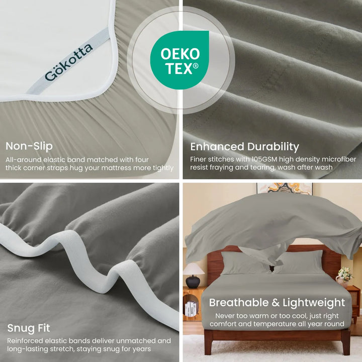 Washed & Brushed Microfiber Bed Sheets Set Deep Pocket