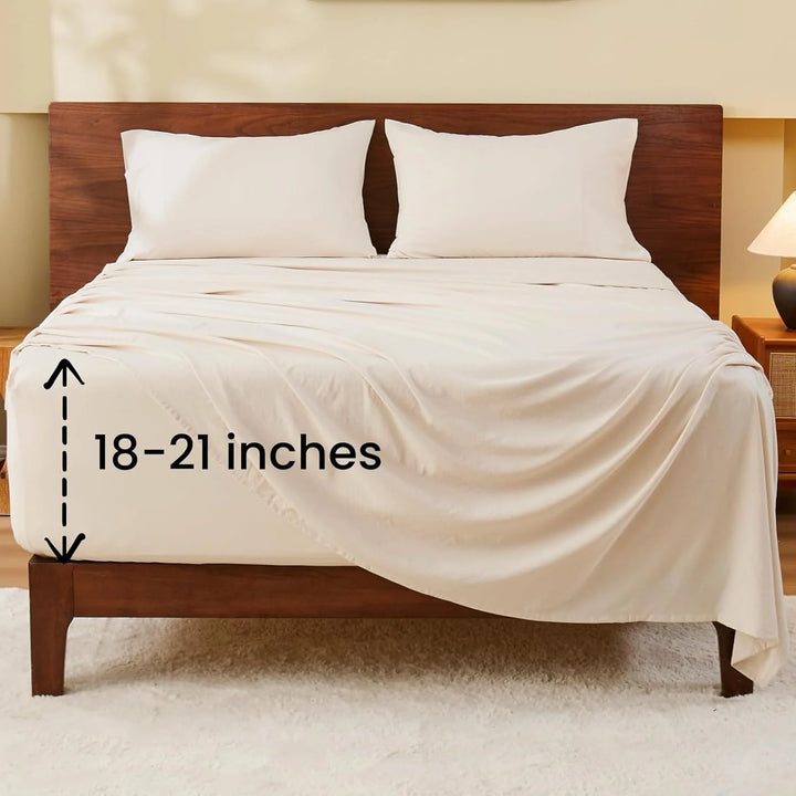 Washed & Brushed Microfiber Bed Sheets Set Deep Pocket