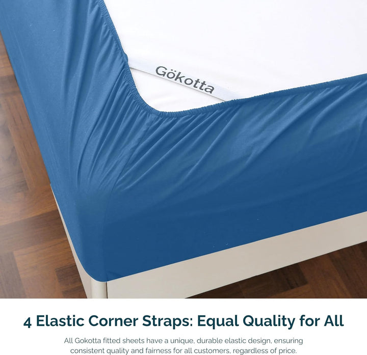 Image showcasing the elastic corner straps of GOKOTTA fitted sheet for secure fit.
