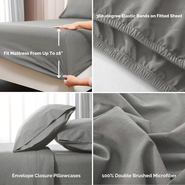 Close-up of the soft brushed microfiber texture in grey, showcasing its luxurious feel.