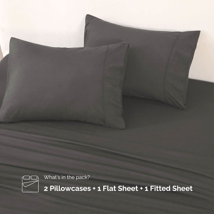 Ultra Soft Brushed Microfiber Bed Sheets Set, Dark Grey - GOKOTTA