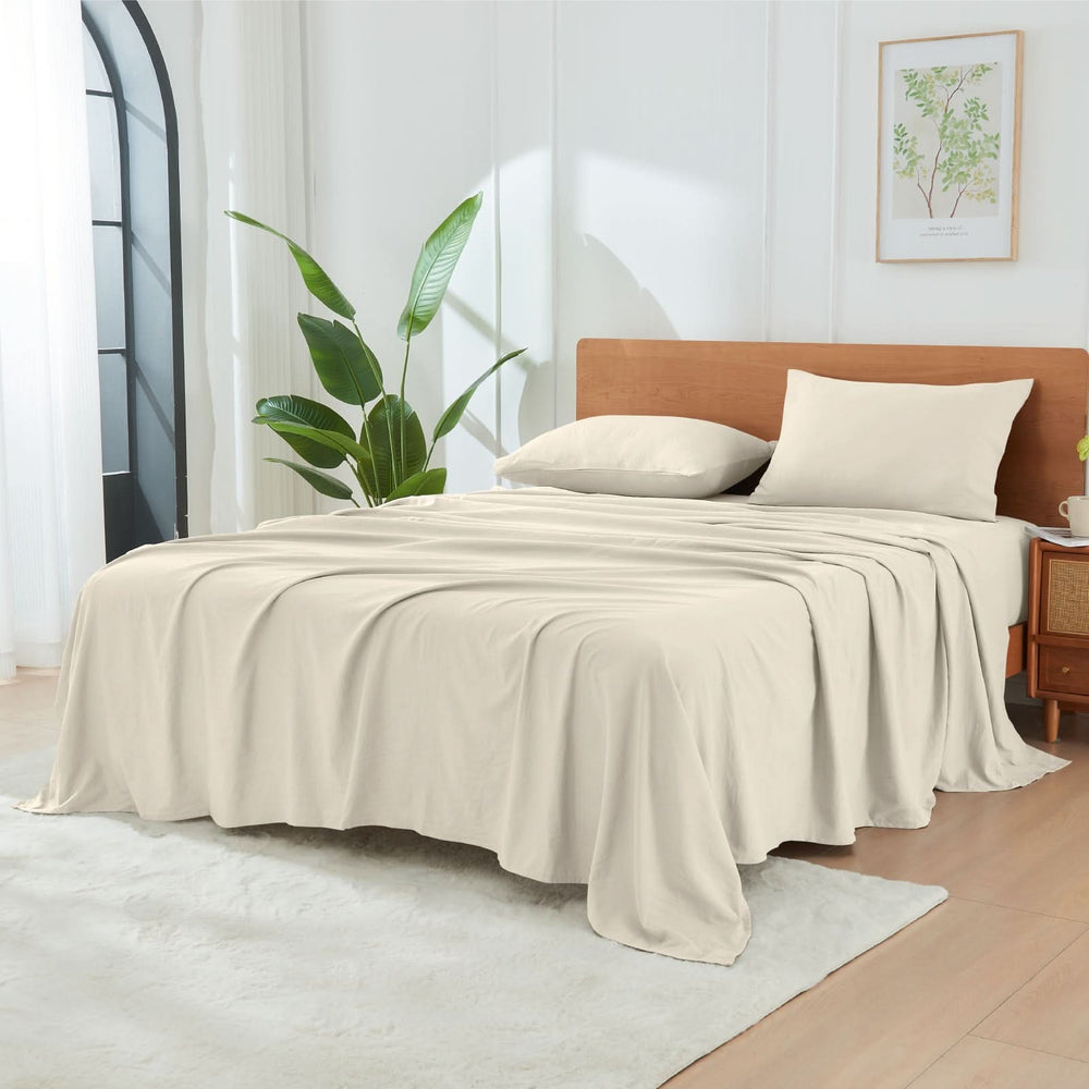 Ultra Soft Brushed Microfiber Bed Sheets Set, Light Beige - GOKOTTA