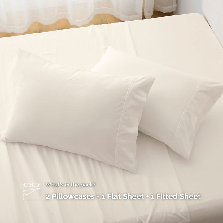 Ultra Soft Brushed Microfiber Bed Sheets Set, Light Beige - GOKOTTA