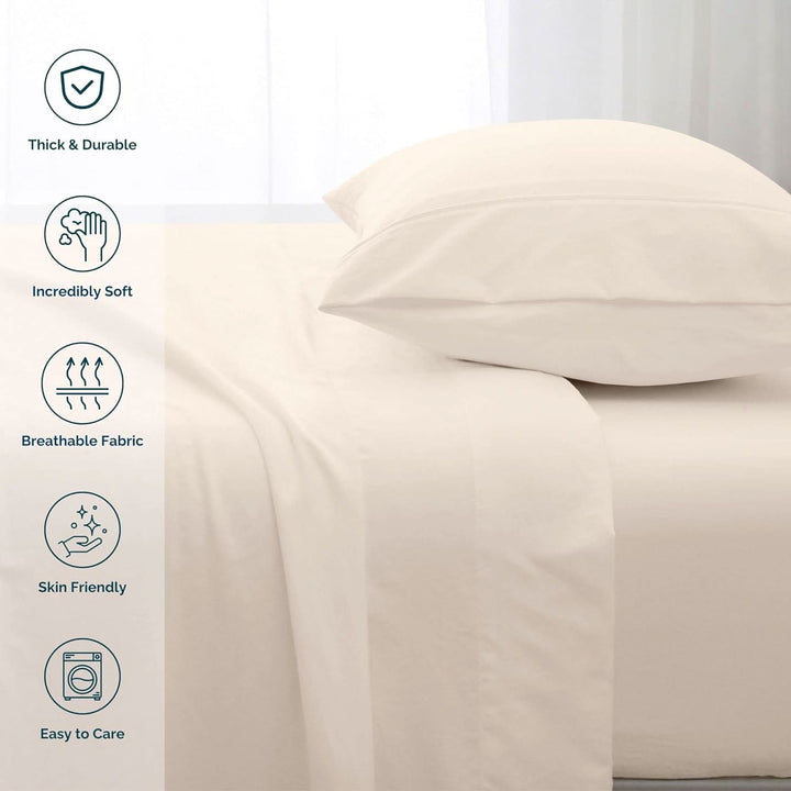 Ultra Soft Brushed Microfiber Bed Sheets Set, Light Beige - GOKOTTA