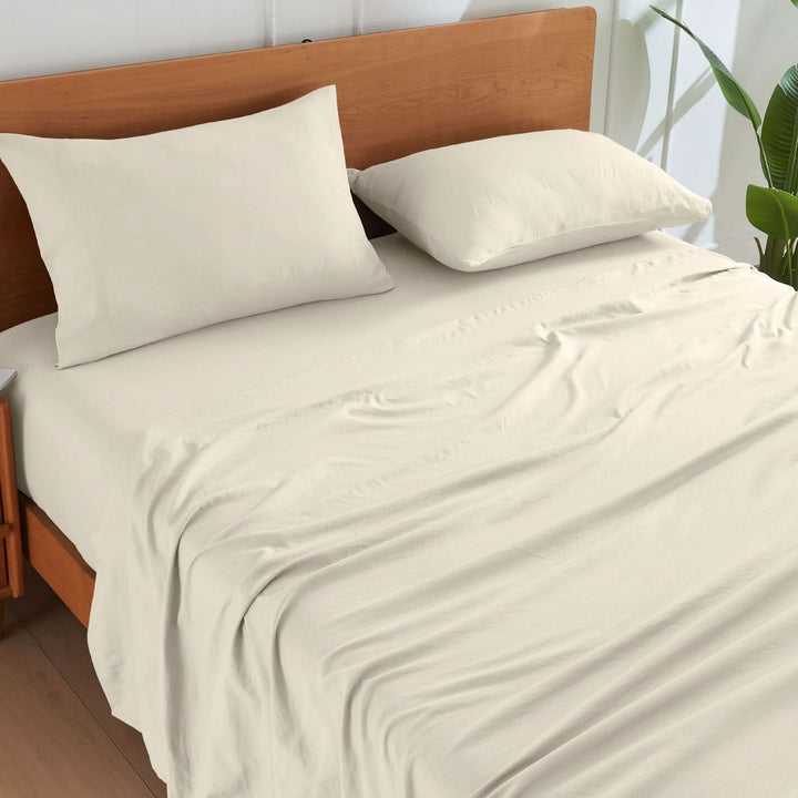 Ultra Soft Brushed Microfiber Bed Sheets Set, Light Beige - GOKOTTA