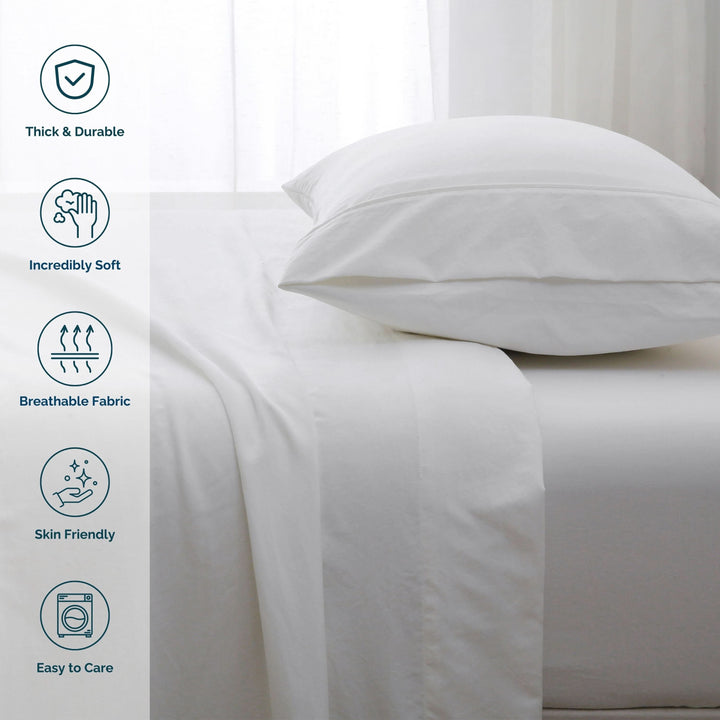 Ultra Soft Brushed Microfiber Bed Sheets Set, White - GOKOTTA