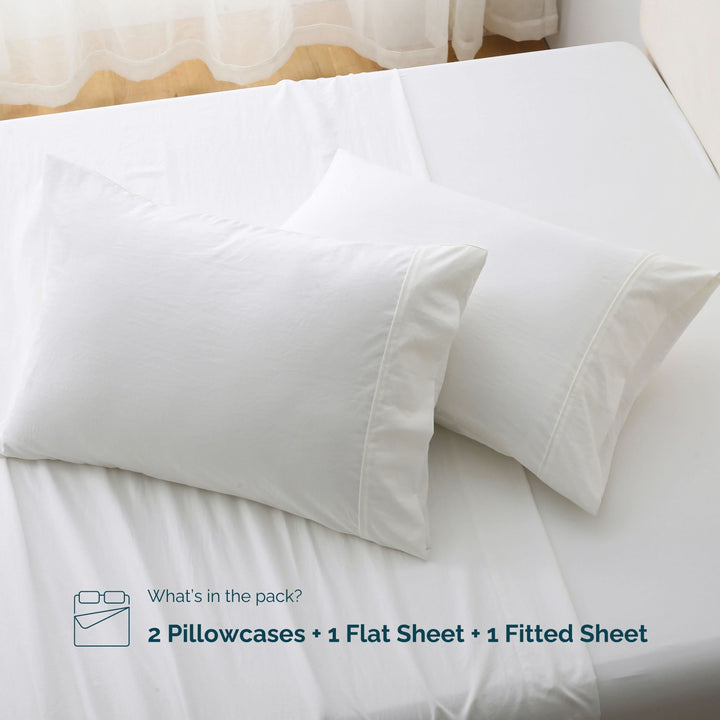 Ultra Soft Brushed Microfiber Bed Sheets Set, White - GOKOTTA
