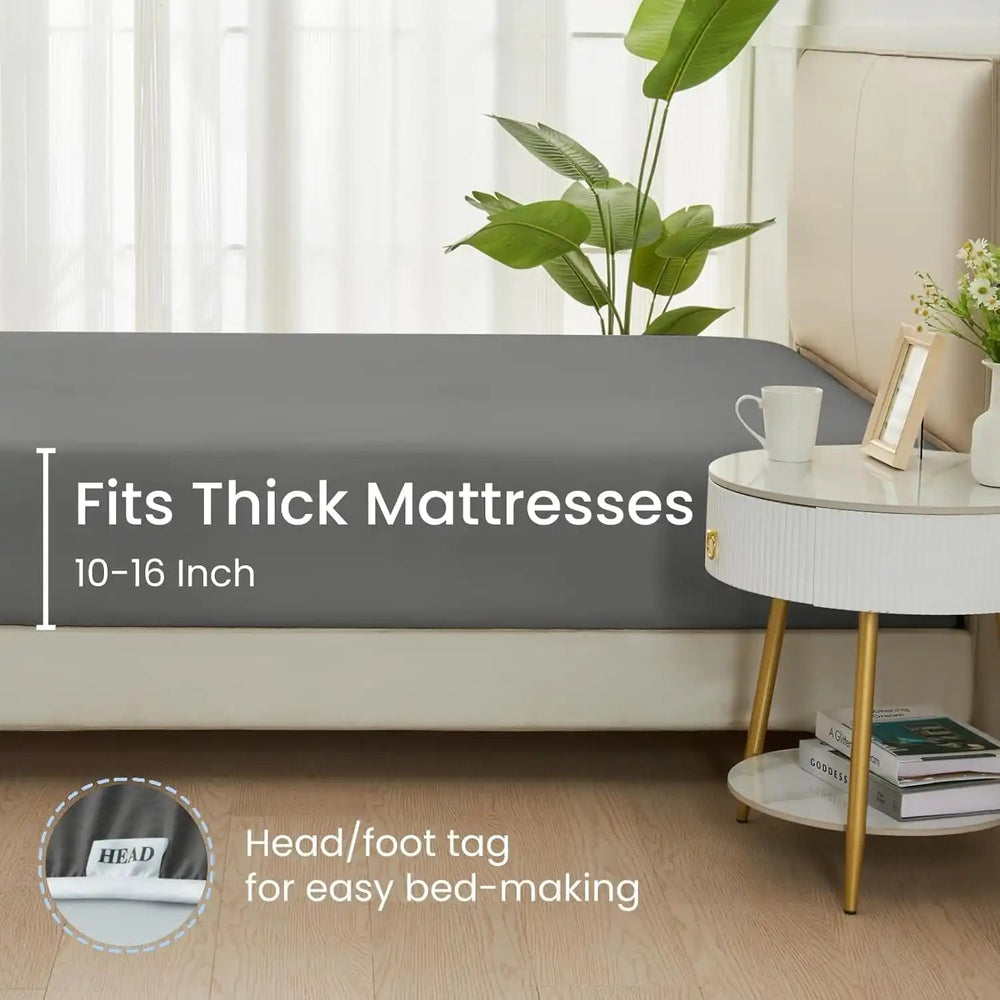 Ultra Soft Brushed Microfiber Fitted Sheet Only, Dark Grey - GOKOTTA