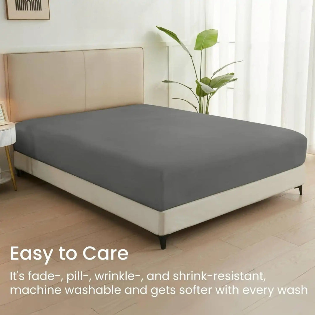 Ultra Soft Brushed Microfiber Fitted Sheet Only, Dark Grey - GOKOTTA