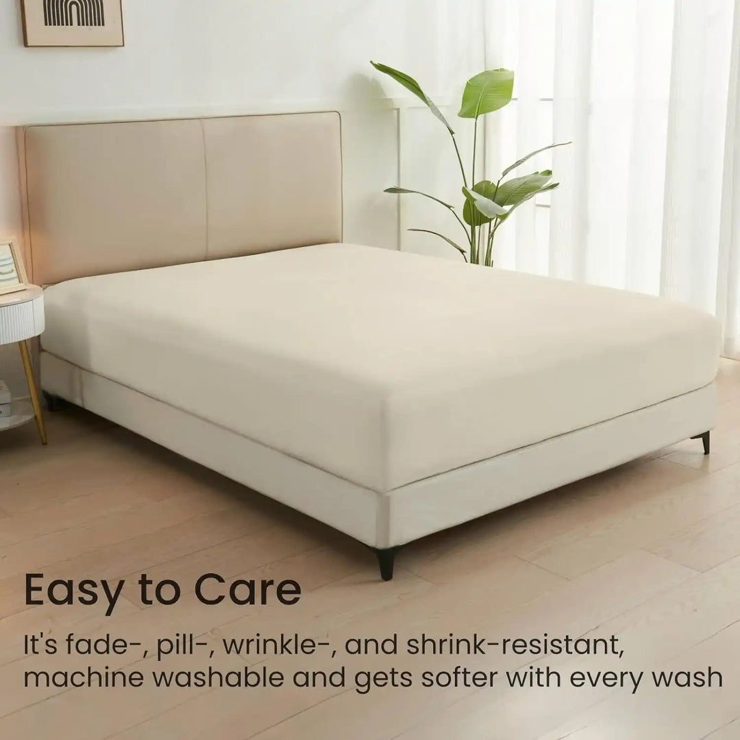 Ultra Soft Brushed Microfiber Fitted Sheet Only, Light Beige - GOKOTTA