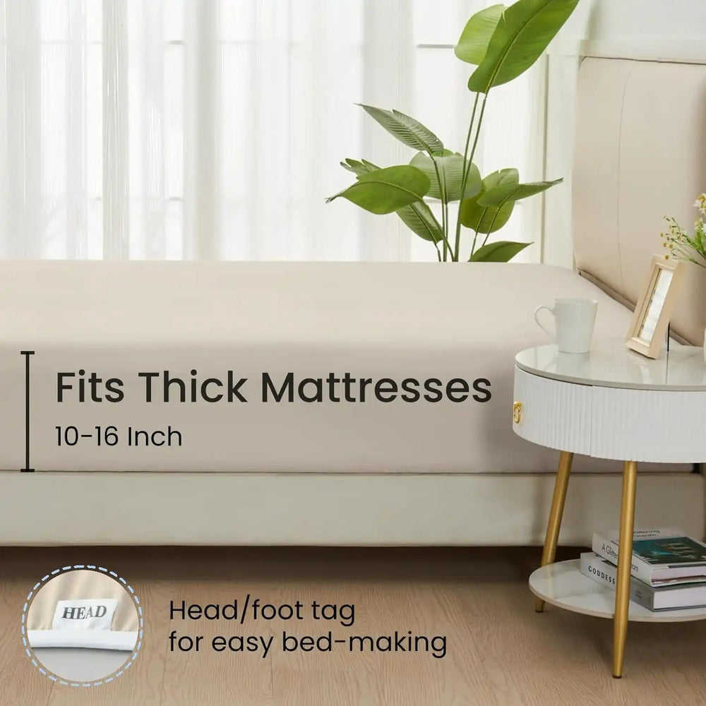 Ultra Soft Brushed Microfiber Fitted Sheet Only, Light Beige - GOKOTTA