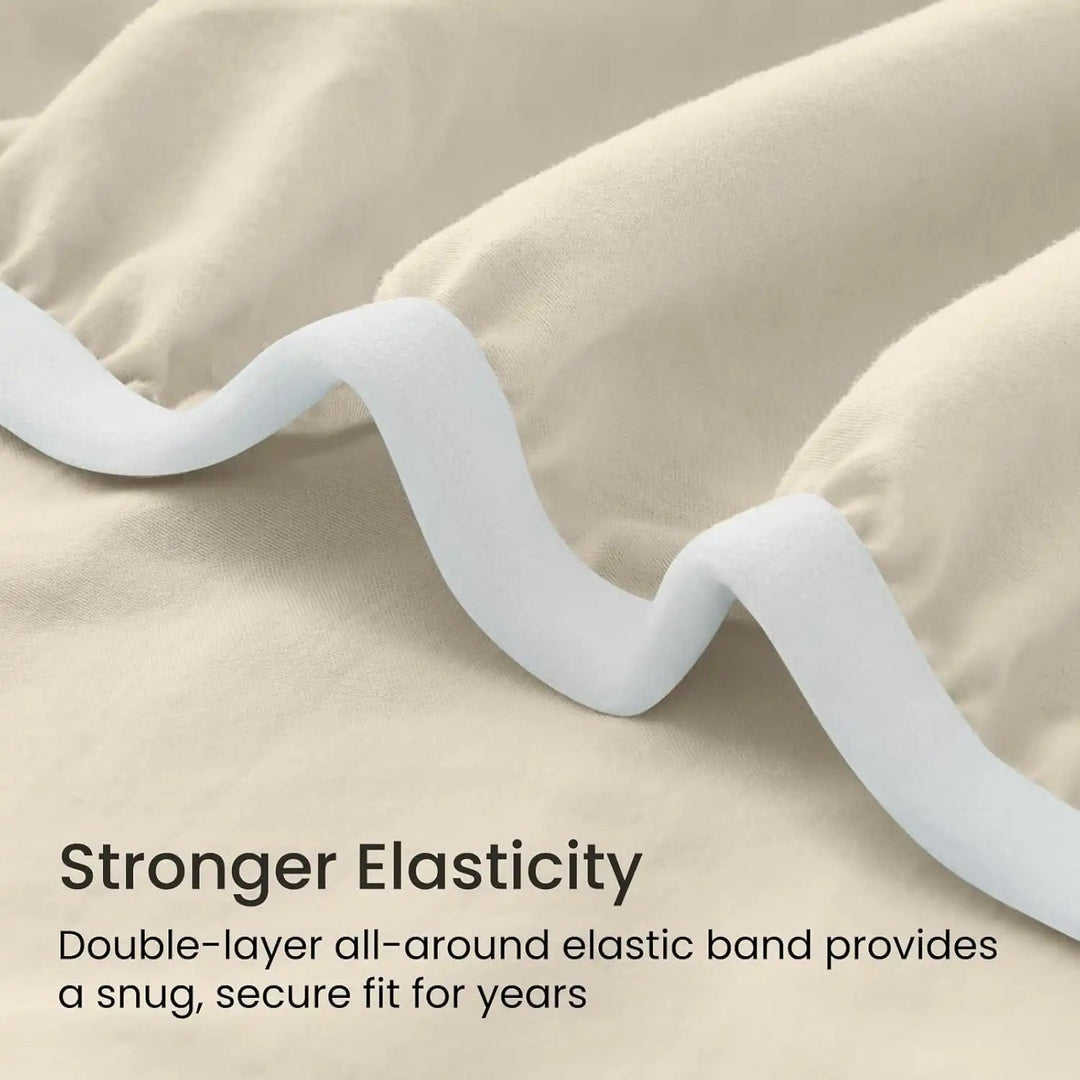 Ultra Soft Brushed Microfiber Fitted Sheet Only, Light Beige - GOKOTTA