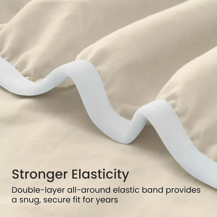 Ultra Soft Brushed Microfiber Fitted Sheet Only, Light Beige - GOKOTTA
