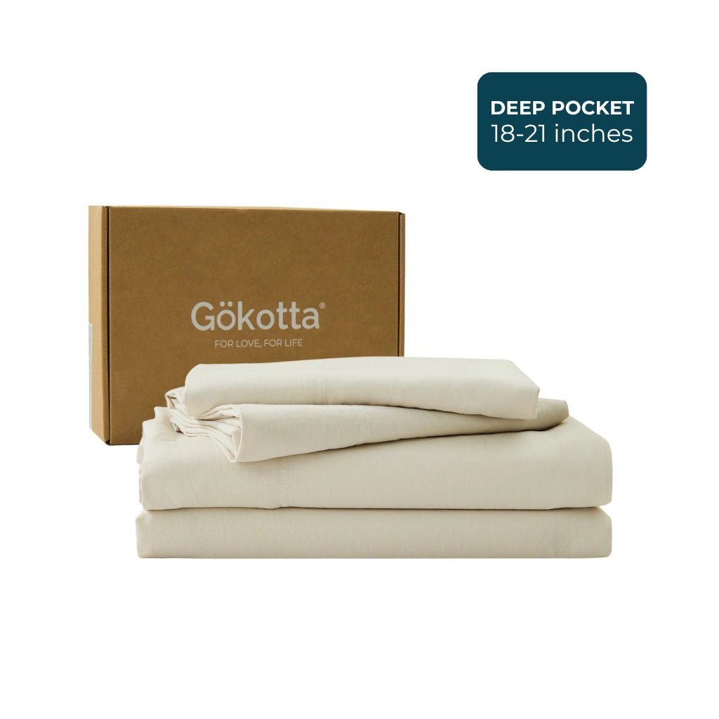 Washed & Brushed Microfiber Bed Sheets Set Deep Pocket - GOKOTTA