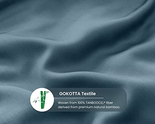 GOKOTTA Bamboo Rayon Duvet Cover Set, Blue